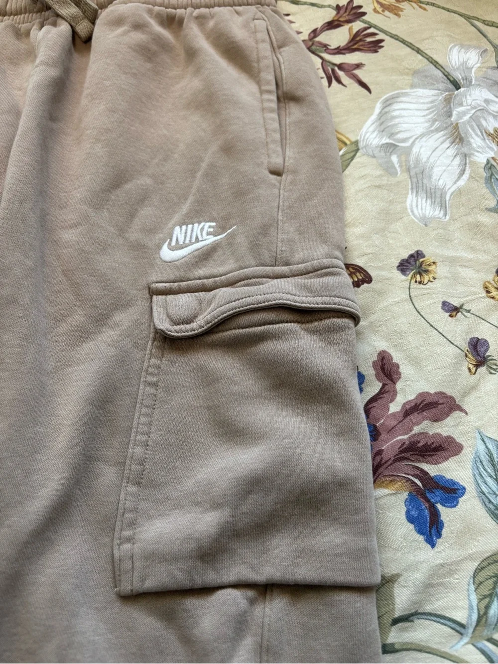 Nike Kids Taupe Sweatpants with White Logo